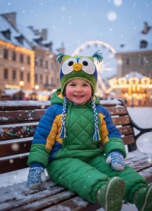 Шапка для мальчиков и девочек из акрила и шерсти, на осень и зиму.
