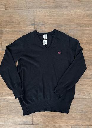 Чорний джемпер lyle scott з v-вирізом, розмір m