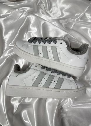Adidas campus white grey winter fur