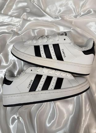Adidas campus white black winter fur
