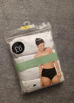 Набір жіночих білих трусиків 5 шт. marks & spencer cotton lycra р. 16 (xl)