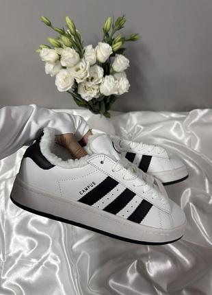 Adidas campus white black winter fur 3