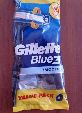 Gillette blue 3 качественные станки для бритья 6 шт