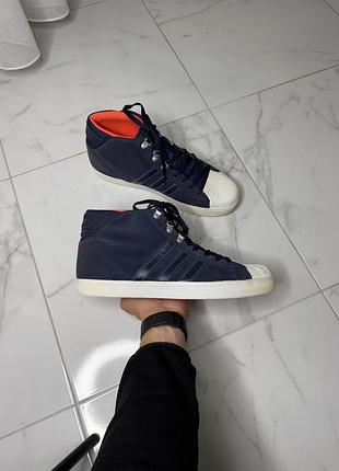 Високі кеди adidas neo superstar mid blue/orange (розмір 46)