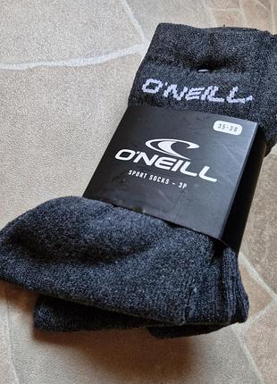 Новые спортивные высокие носки o'neill, 3 пары (35-38, большемерят)