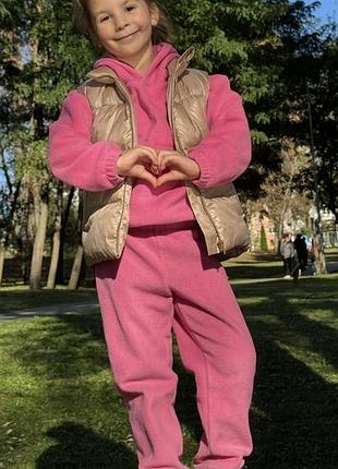 Повсякденний костюм для дівчинки, флісовий, рожевий, на ріст 122-128 см