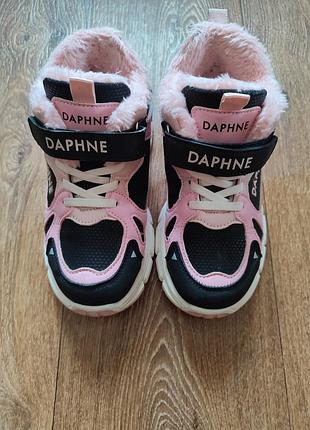 Кросівки для дівчинки daphne зимові рожеві, чорні, розмір 36, довжина устілки 21.5 см