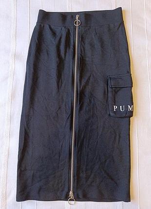 Puma юбка карго миди трикотажная с молнией спереди р.s/м