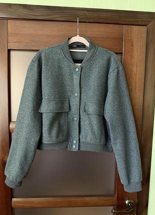 Куртка жіноча zara бомбер сіра