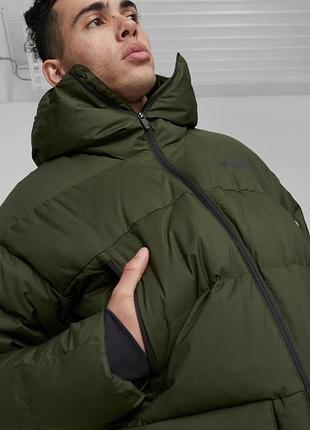 Парка чоловіча puma protective hooded down coat green 3