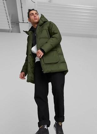 Парка чоловіча puma protective hooded down coat green 4