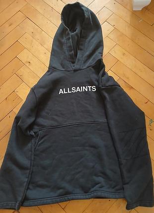 Оригинальное худи allsaints черная кофта с капюшоном