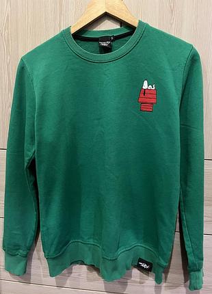 Яскравий зелений світшот peanuts & stussy, розмір xs толстовка кофта 152-158