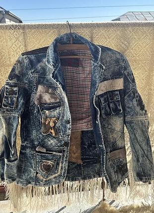 Ексклюзивна чоловіча джинсова куртка bar magic of denim — розмір xxl (y2k / patchwork)