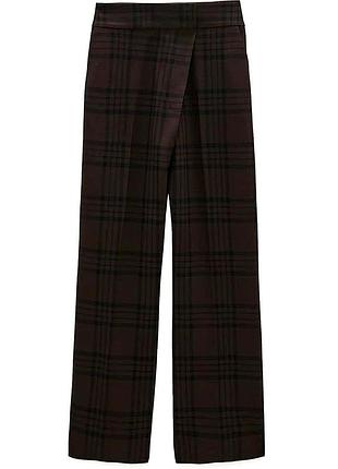 Стильные брюки в клетку zara р.xs/ s / m с запахом, на запах, высокая посадка, талия брюки, широкие