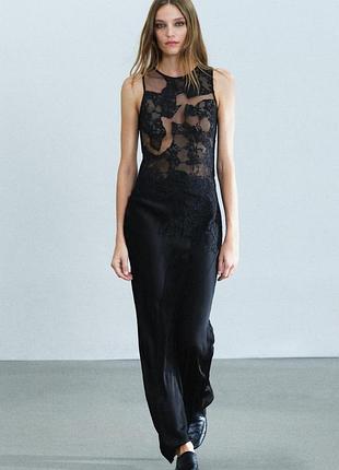 Сукня жіноча чорна мереживна zara