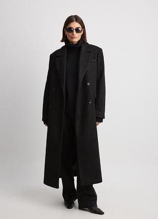 Нове довге чорне пальто na-kd structured long straight coat, р. 36