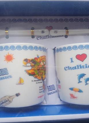 Чашки керамічні з ложечками i love greece