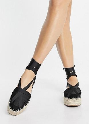 Чорні еспадрильї із завʼязками asos design 38 🛍️1+1=3🛍️