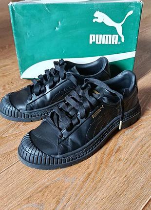 Ботинки puma utility leather женские кожаные осенние кроссовки кеды