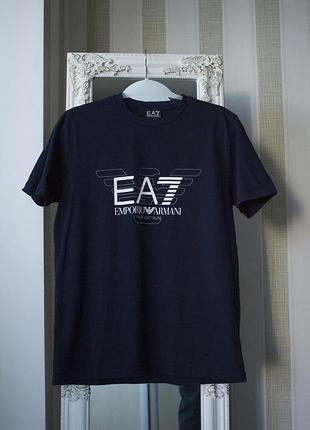 Мужская футболка emporio armani dark blue logo оригинал new !