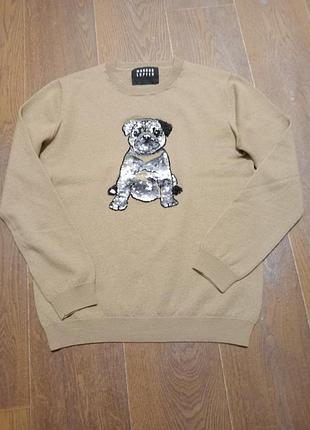 Светр жіночий warren & cooper бежевий, з принтом, 100% вовна merino