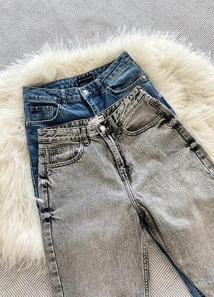 2 пари джинсів sinsay та lc waikiki, розмір xs-s, синій та сірий mom fit