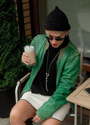 Куртка бомбер vintage leather jacket 2