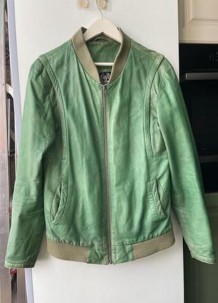Куртка бомбер vintage leather jacket 4