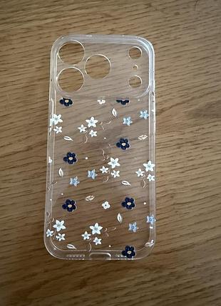 Чохол apple iphone 17 pro прозорий з квітковим принтом