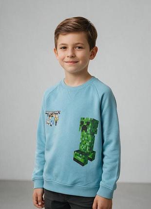 Голубой свитшот толстовка minecraft primark на мальчика 9-10 лет