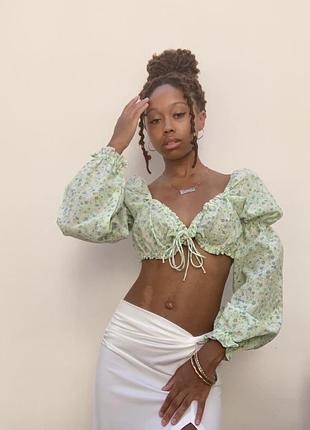 Топ з пишними рукавами h&m