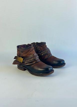 Жіночі черевики as 98 airstep womens leather boots ankle straps biker gothic post apocalyptic 36