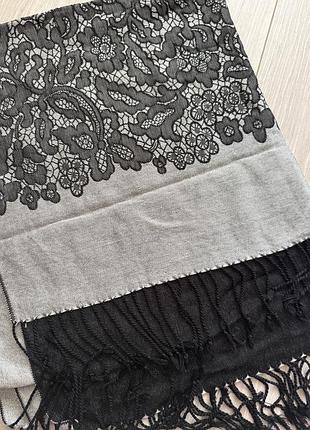 Розкішний палантин pashmina — 55% кашемір, 45% шовк (з мереживом)