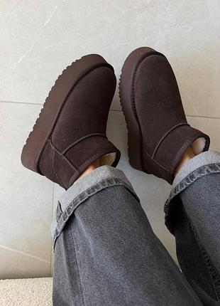 Угги женские ugg ultra mini platform dark cacao suede