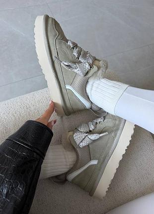 Угги женские ugg lowmel sneakers | olive grey premium 3