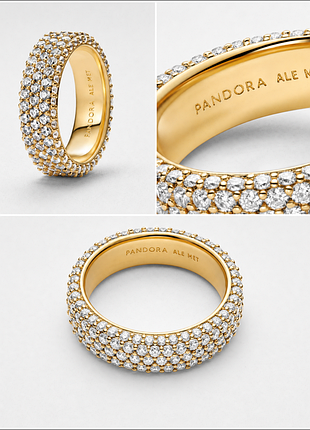 Pandora timeless ring с тройным рядом камней / pandora кольца оригинал 50 мм
