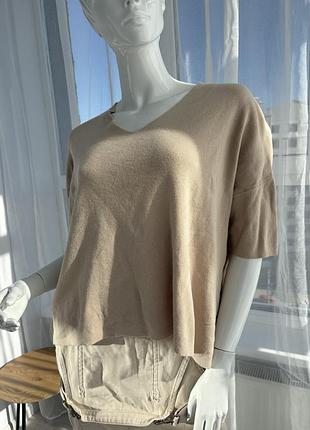 Джемпер оверсайз mango з коротким рукавом, бежевий, р. m-l