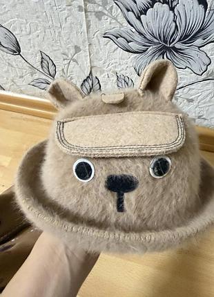 Шапка для дівчаток бежева з вушками