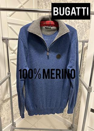 Чоловічий светр bugatti із мериносової вовни / шерсть мериноса soft merino wool