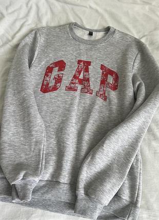 Світшот унісекс gap сірий з червоним логотипом