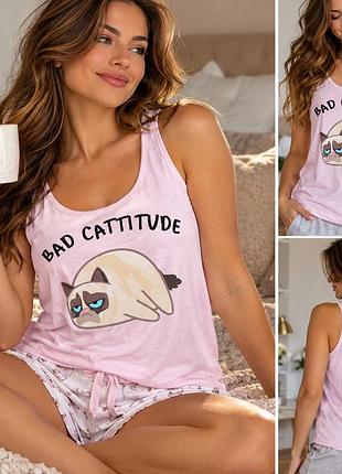 Майка atmosphere grumpy cat з принтом котика, р. 38 / m