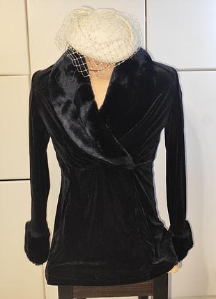 Винтажный велюровый жакет з хутром (р. 44–48) — shalong dress.