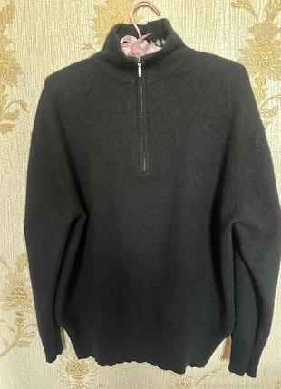 Кофта зіпка 1/4 чорна 100% кашемір