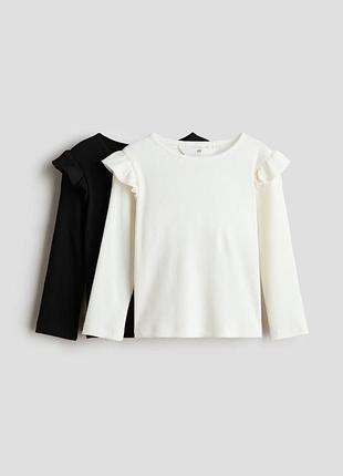 Лонгслів в рубчик для дівчинки набір (2 шт.), чорний та білий h&m