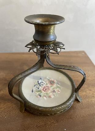 Вінтажний свічник petit point (петі-пуант)
