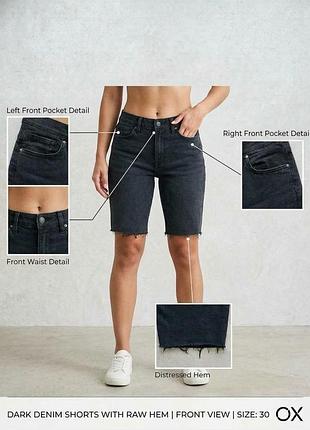 Джинсовые шорты ox (dark denim shorts with raw hem)