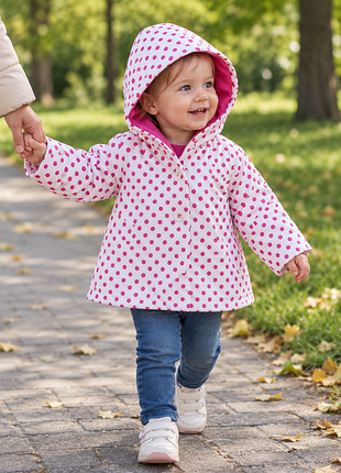 Куртка для дівчинки babygap favorite polka dot kimono hooded jacket. демісезонна в горох біло-рожева, 86 розмір