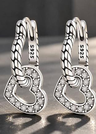Серьги серебряные 925 пробы сердечка