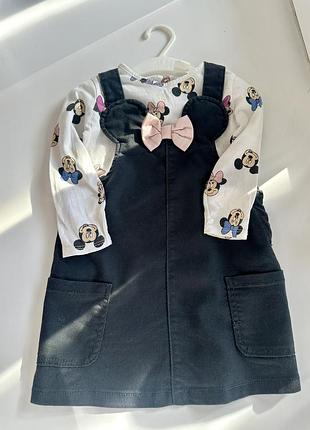 Костюм та комплект для дівчаток h&m міккі маус, сарафан та лонгслів, розмір 80